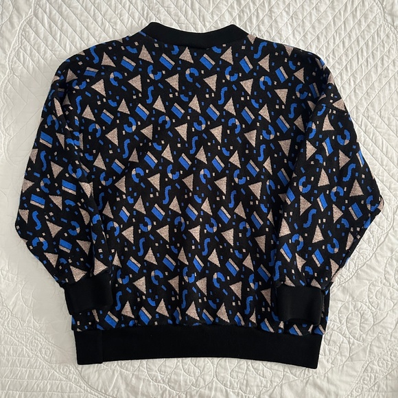 Vintage 80s 90s Jeric Knitwear Sweater Geometric Graphic Print Shimmer - Picture 8 of 9